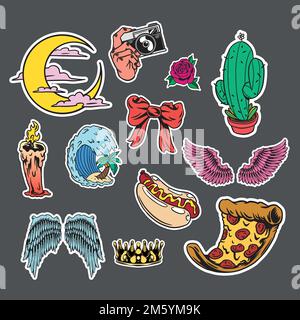 Colorful cute sticker collection  vector Stock Vector