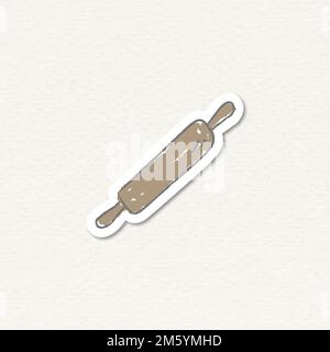 Doodle rolling pin sticker vector Stock Vector