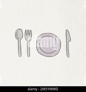 Cute cuttlery and plate set design element Stock Vector