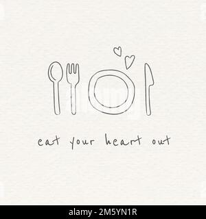 Doodle cutlery table setting vector Stock Vector