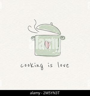 Doodle cooking pot vector Stock Vector