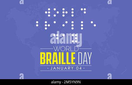 Vector illustration design concept of World Braille Day observed on January 4 Stock Vector