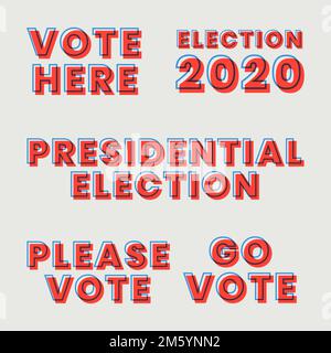 Election 2020 multiply typography vector set Stock Vector
