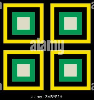 Yellow Green Black Square Box Pattern Stock Vector