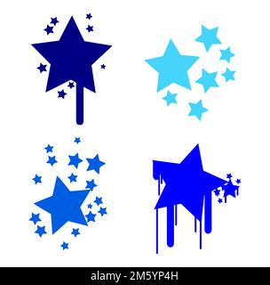 Colorful Splotched Stars Set Stock Vector