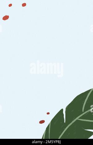 Banana leaf frame on a light blue background Stock Vector