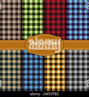 Buffalo Plaid Pattern Set Stock Vector