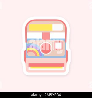 Colorful Polaroid camera sticker vector Stock Vector