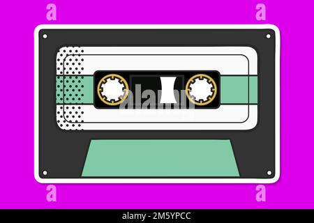 Color pop art cassette vintage vector sticker Stock Vector