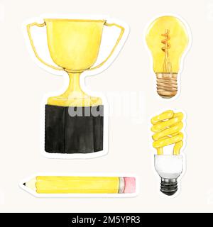 Hand drawn strategy and team stickers set vector Stock Vector