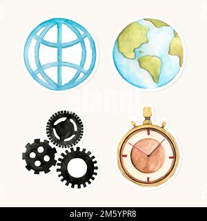 Hand drawn strategy and team stickers set vector Stock Vector