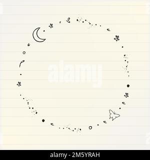 Galaxy decorated minimal line art frame vector Stock Vector