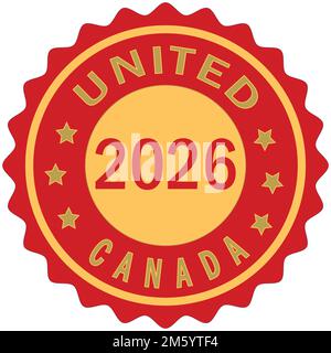 United 2026 Soccer Championship Canada Colorful gradient brush design Vector illustration Canada flag Red colors background Stamp FIFA World Cup Canad Stock Vector