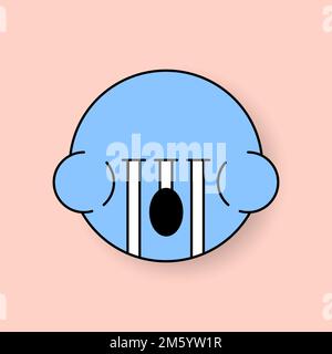 Funky blue monster frog emoji sticker vector Stock Vector