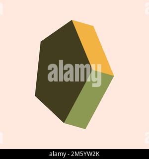 Retro green pentagonal prism geometrical shape vector Stock Vector