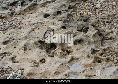 Smooth round pebbles on the beach in Bangkalan, Madura, Indonesia. Stock Photo