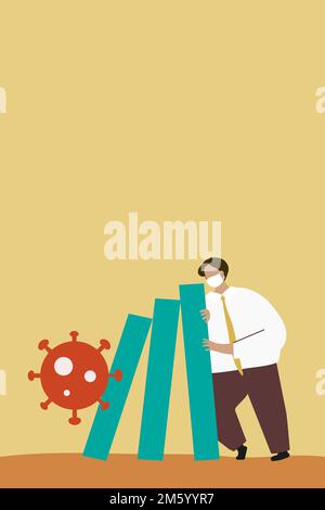 Domino effect during coronavirus outbreak vector Stock Vector