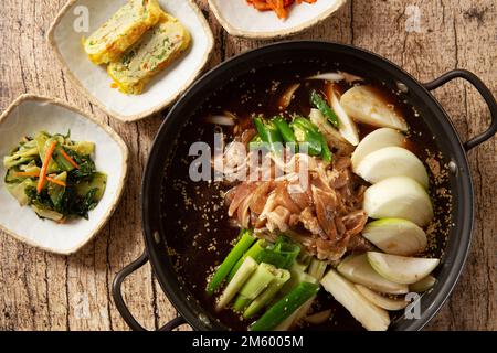 Hot pot with pork and vegetables Stock Photo