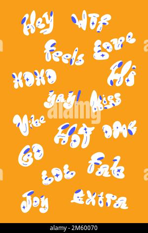 Bold doodle word sticker typography vector set Stock Vector