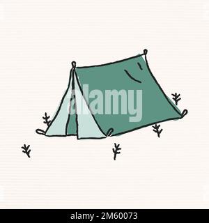 Doodle green tent on a campsite vector Stock Vector