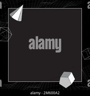 Gray geometric frame on black background vector Stock Vector
