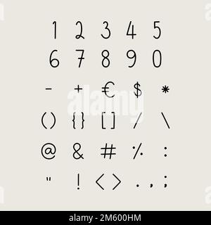 Styled numbers and symbol set vector Stock Vector