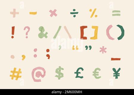 Vector punctuation marks doodle typography set Stock Vector