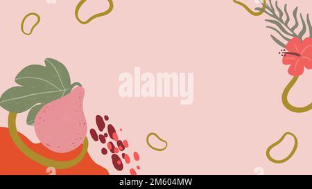 Pear fruit tropical frame on a pink background vector Stock Vector