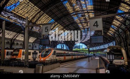 Platforms, Estacio de França (Barcelona França railway station), Barcelona, Catalonia, Spain Stock Photo