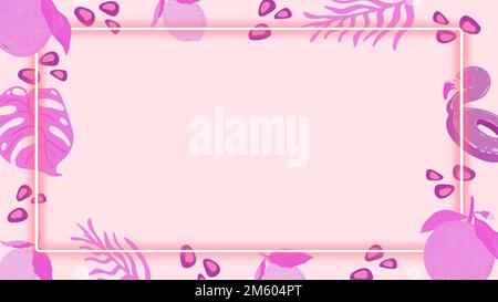 Tropical neon rectangle frame background design vector Stock Vector