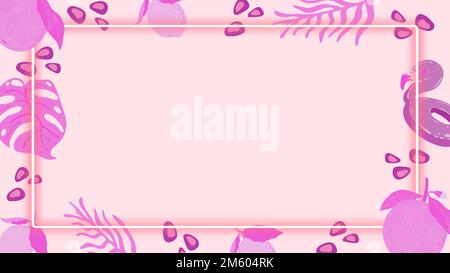 Tropical neon rectangle frame background design vector Stock Vector