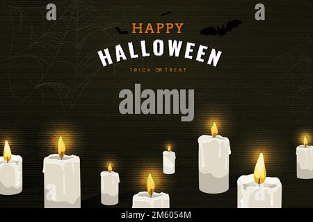 Happy Halloween candle elements on black background vector Stock Vector