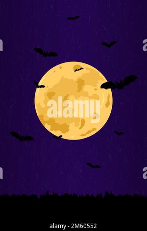 Full moon pattern on purple Halloween background vector Stock Vector