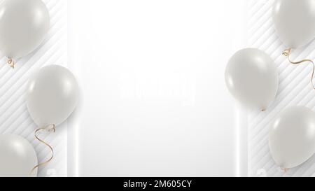 White balloons frame on white and gray background design vector Stock Vector