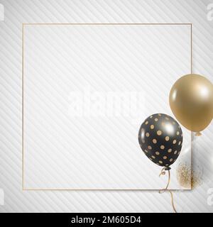 Golden square balloons frame design vector Stock Vector