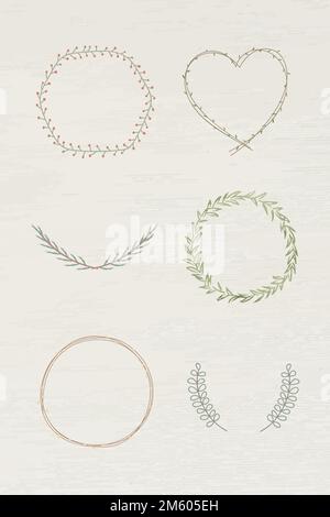 Leafy frame set on beige background vector Stock Vector