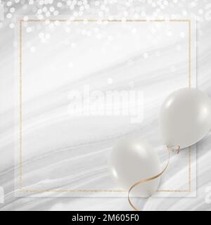 White balloons frame on white and gray background design vector Stock Vector