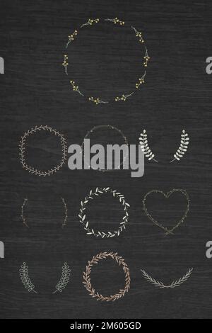 Leafy frame set on black background vector Stock Vector