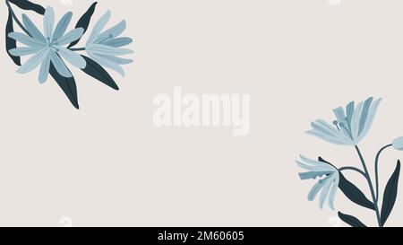 Blue botanical copy space mobile wallpaper vector Stock Vector