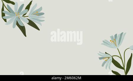 Blue botanical copy space mobile wallpaper vector Stock Vector