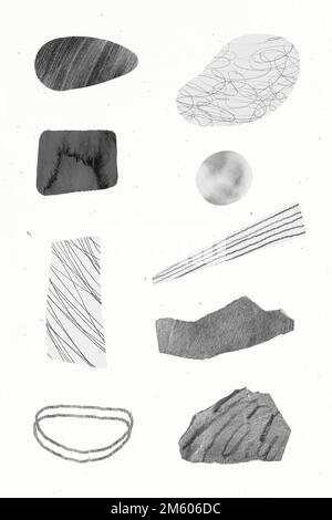 Scribble strokes and gray stone textures design element collection vector Stock Vector