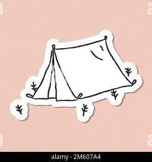 Doodle tent on a campsite sticker vector Stock Vector