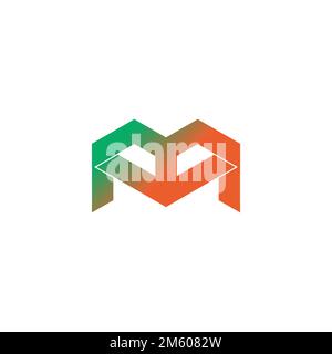 letter m down arrow geometric gradient logo vector Stock Vector