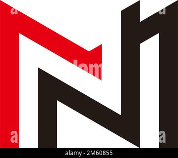 letter mn shape simple geometric arrow overlapping line logo vector Stock Vector