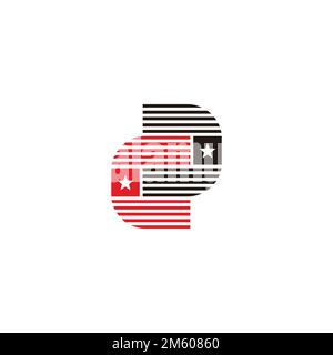 letter cc linked star stripes colorful logo vector Stock Vector