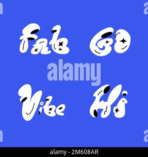 Bold doodle word sticker typography vector set Stock Vector