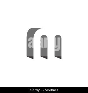 letter m 3d shadow flat simple logo vector Stock Vector