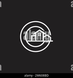 letter g home property round logo vector Stock Vector