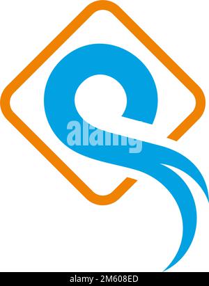 water river motion square frame design logo vector Stock Vector