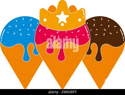 queen ice cream cone sweet colorful design decoration logo vector Stock Vector